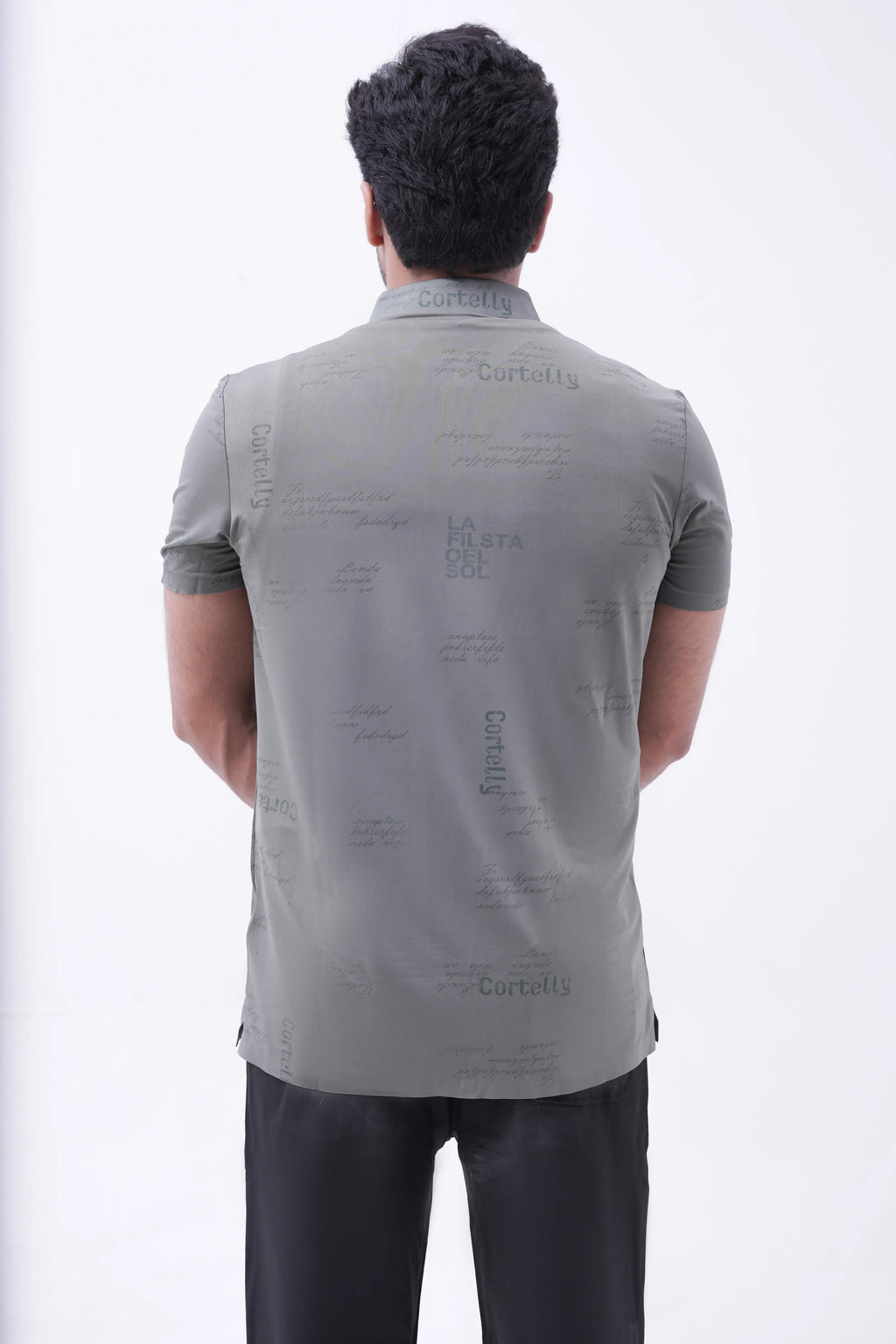 Olive Script Print Polo