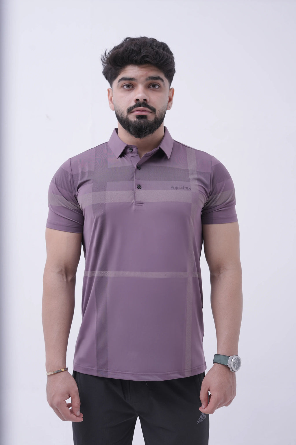 Mauve Check Performance Polo