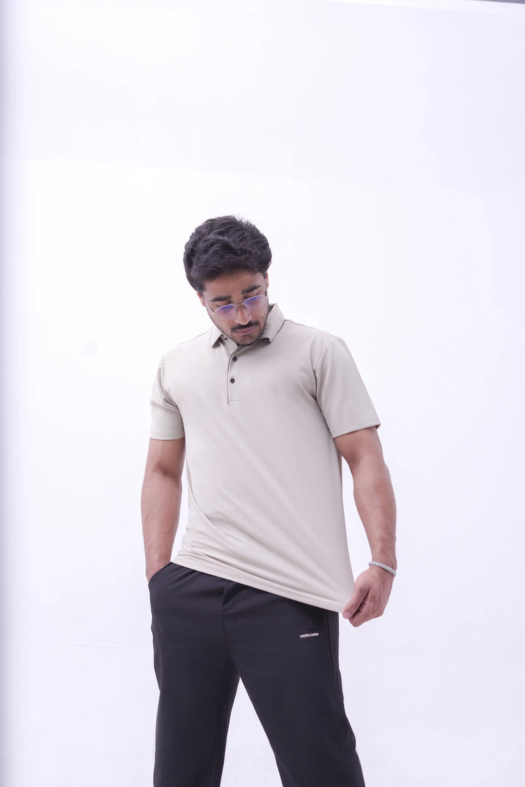 Sand Stand-Collar Polo