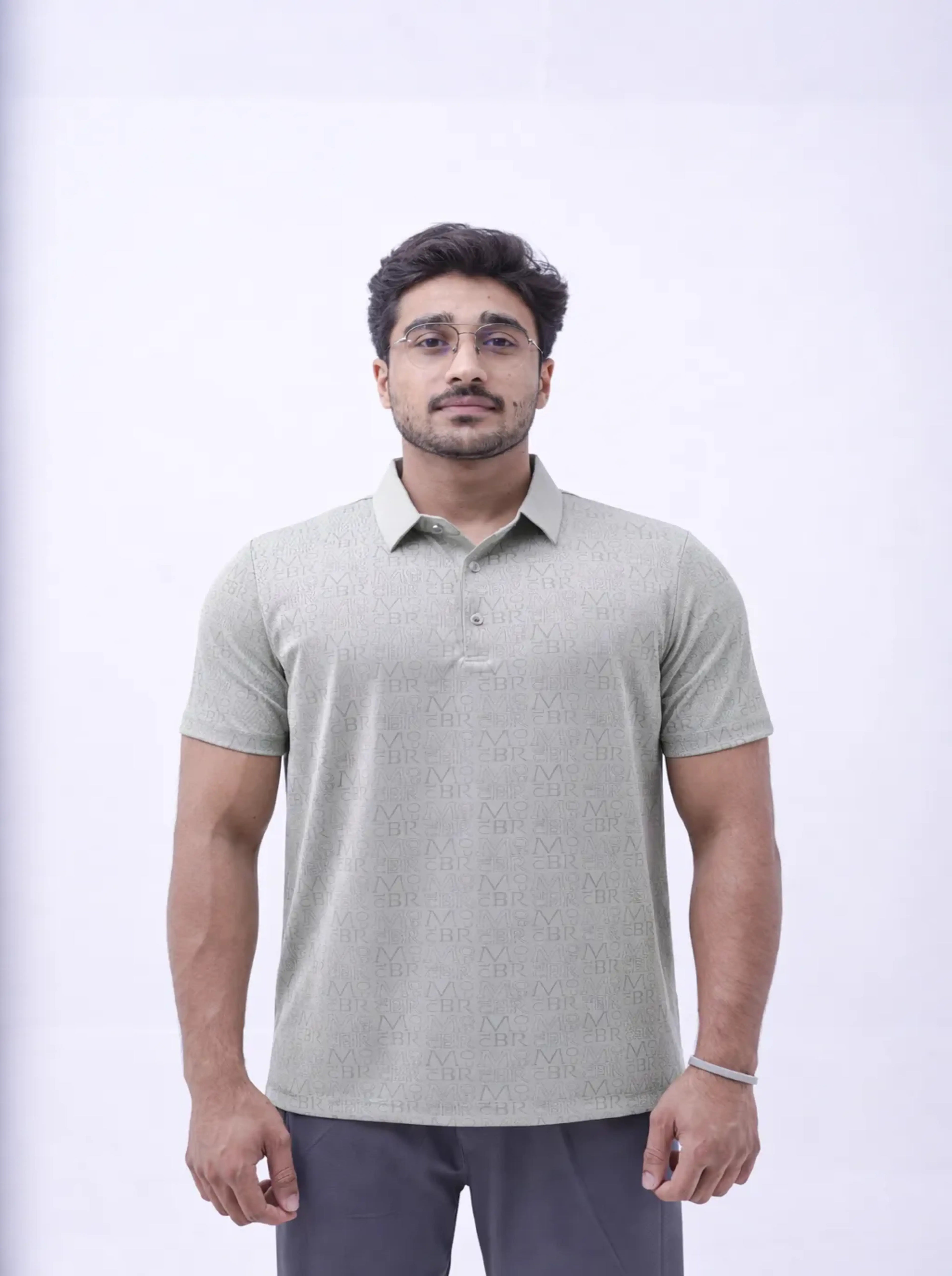 Sage Monogram Flex Polo