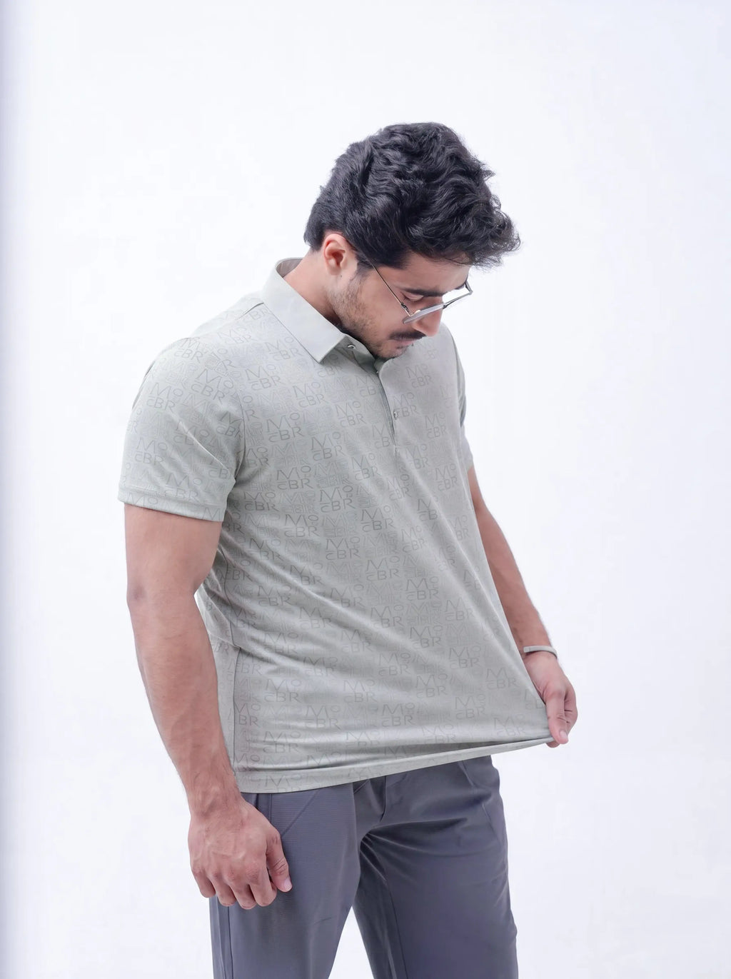 Sage Monogram Flex Polo